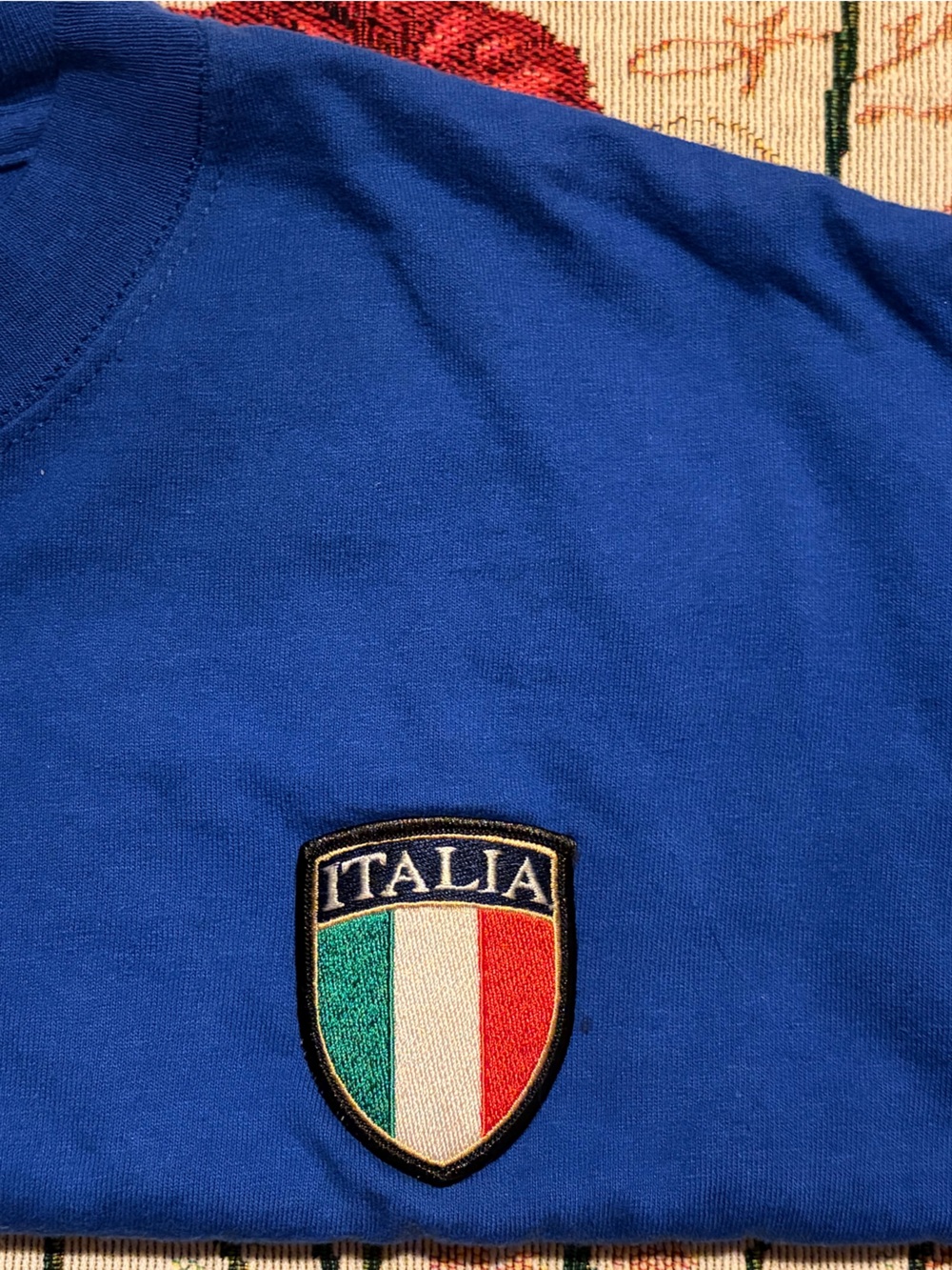 Blue Tee with Italia Shield Patch